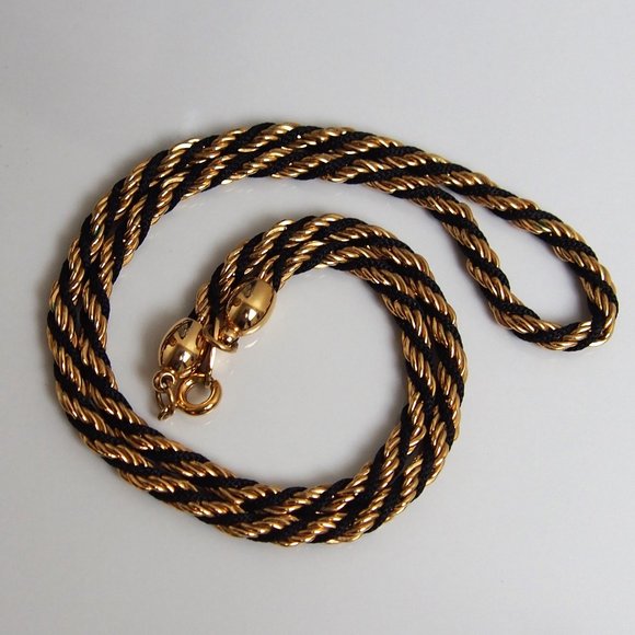 Trifari Jewelry - Trifari Limited Edition Gold Black Rope Necklace